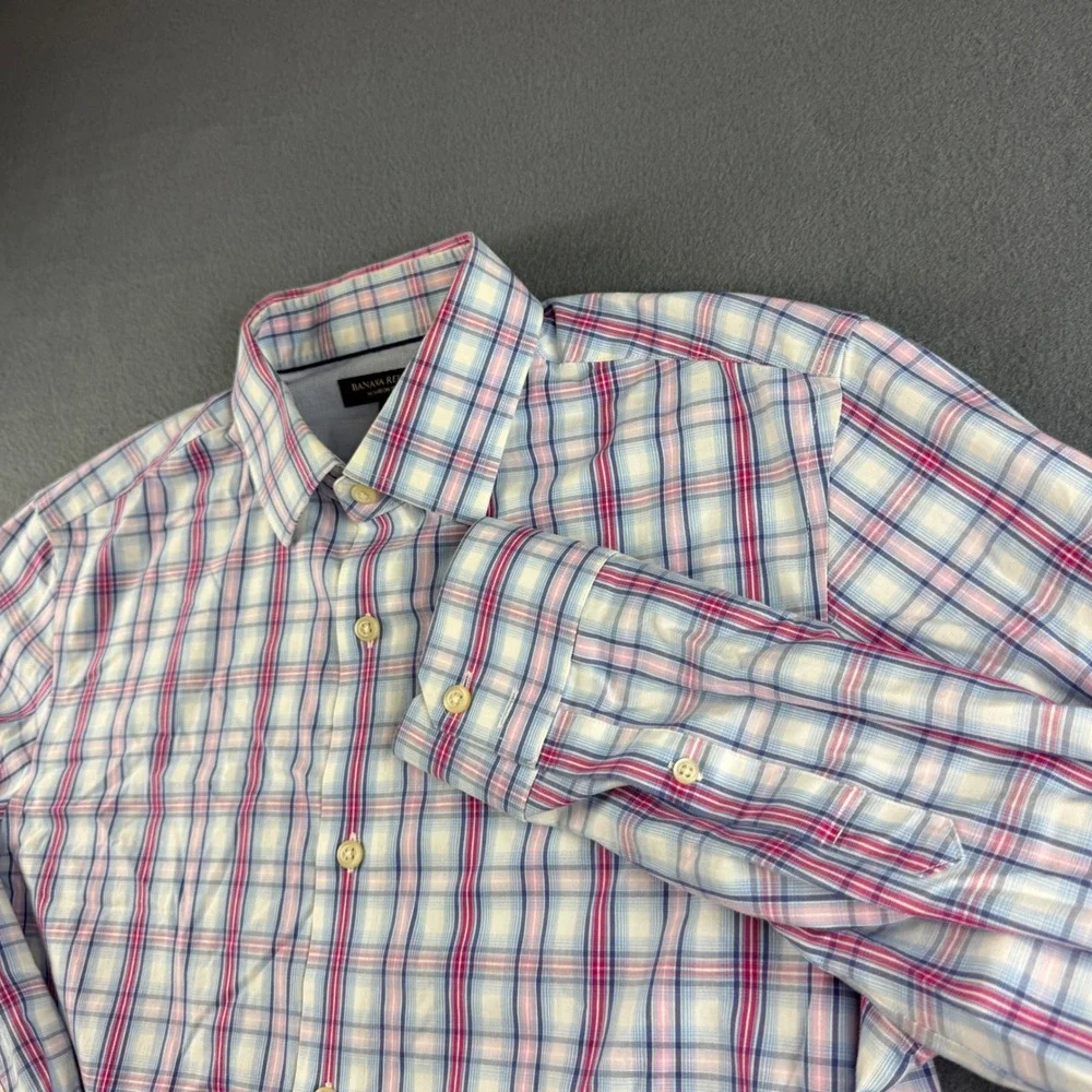 Banana Republic Shirt Men's M Purple Non Iron Slim Fit Dress Casual Preppy